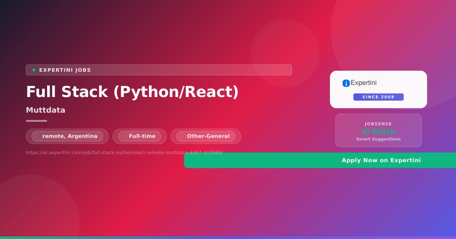 Full Stack (Python/React) at Muttdata, remote — Apply Now